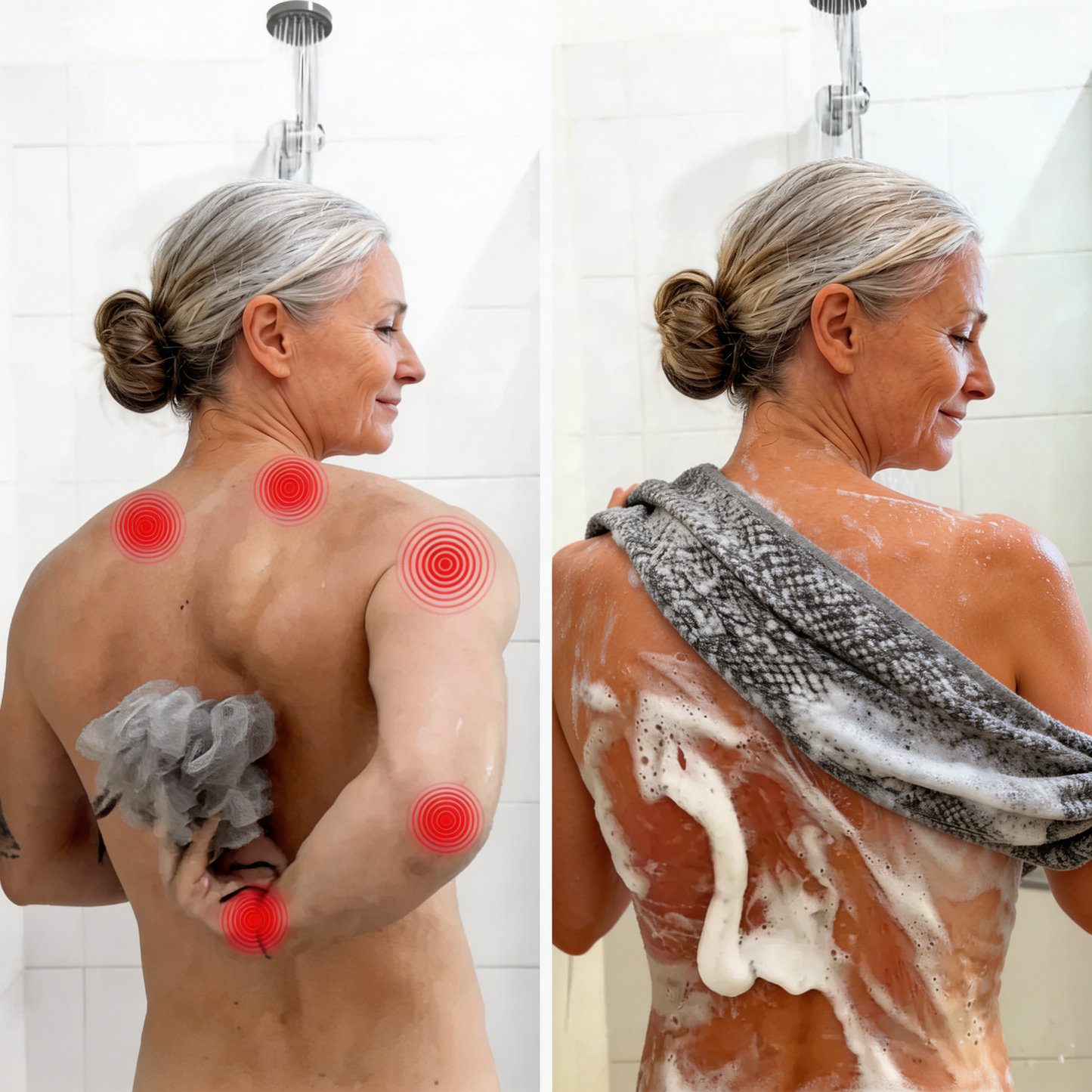 Serviette de douche exfoliante