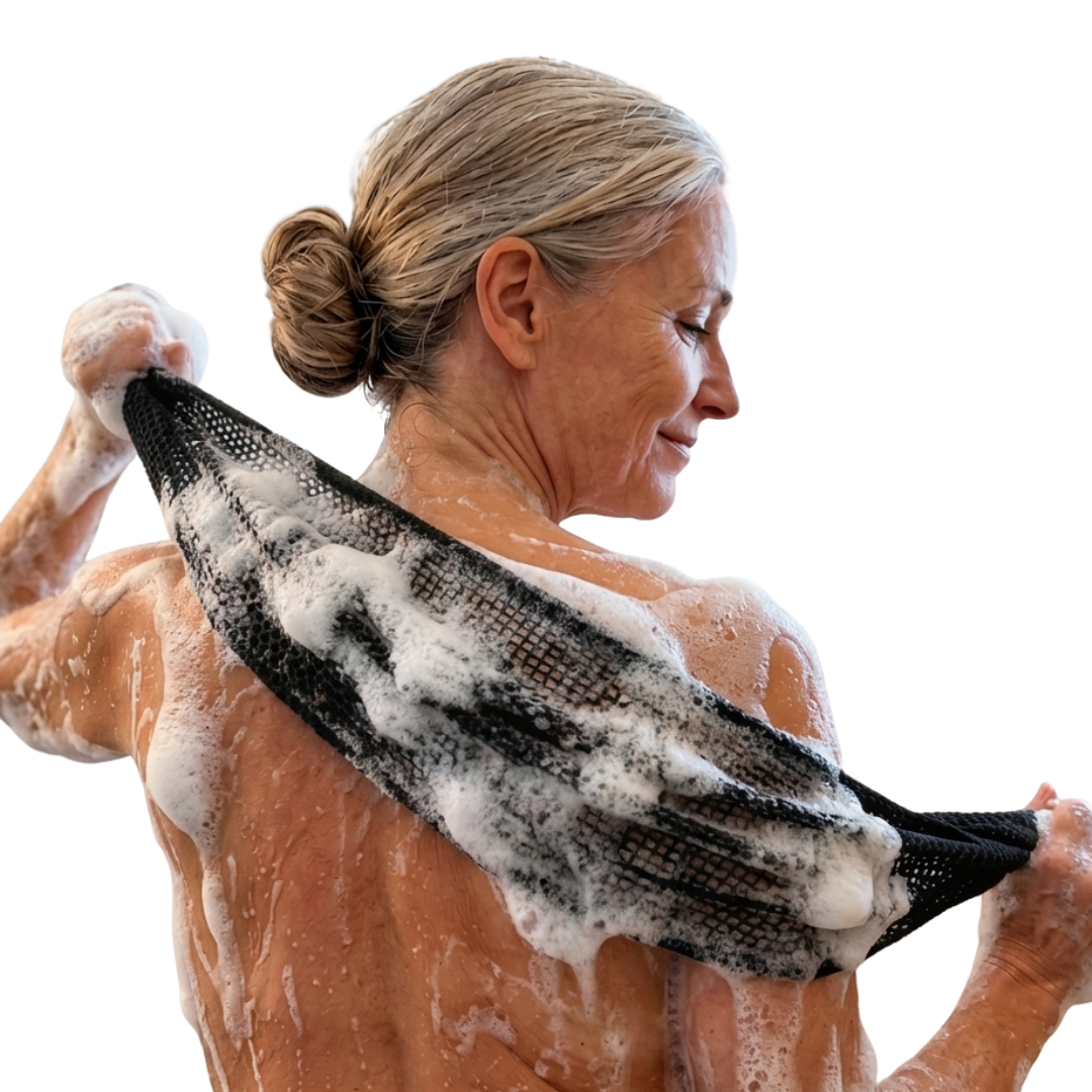 Serviette de douche exfoliante