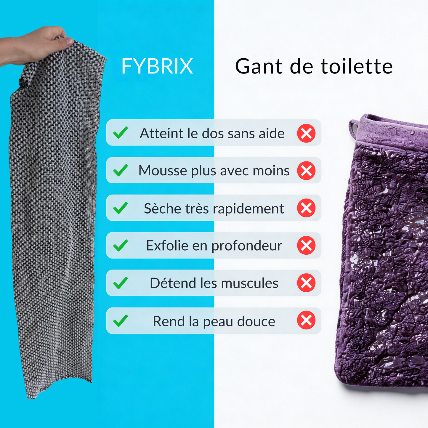Serviette de douche exfoliante