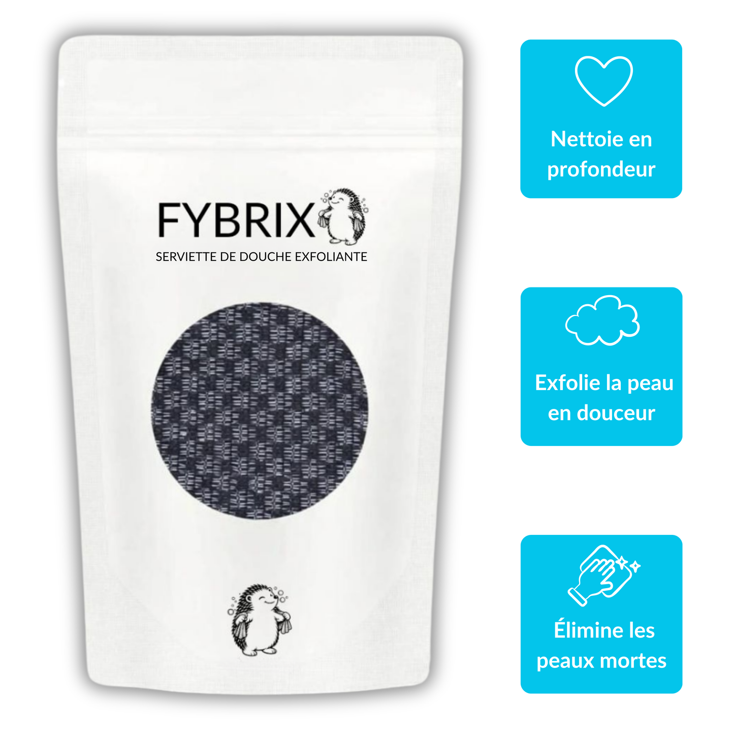 Serviette de douche exfoliante