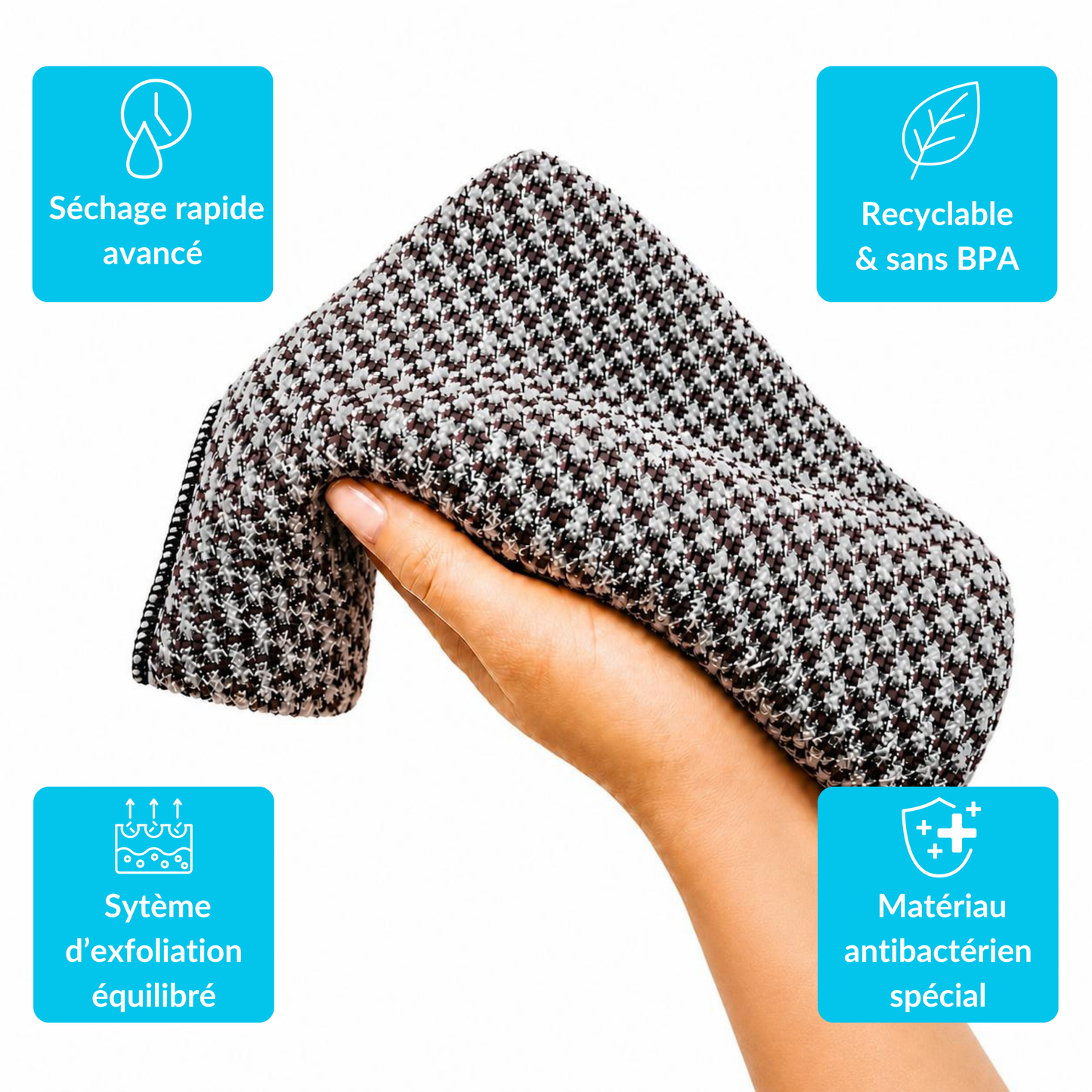 Serviette de douche exfoliante